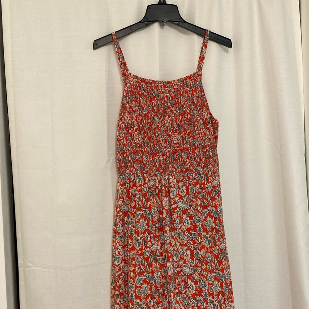 Red and Teal stretchy maxi dress - M